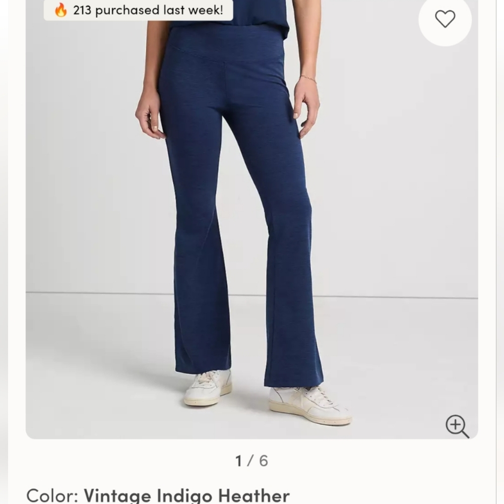 Land's End High Rise Slim Flare Leggings Size Small 6-8 Indigo Heather Navy NWT